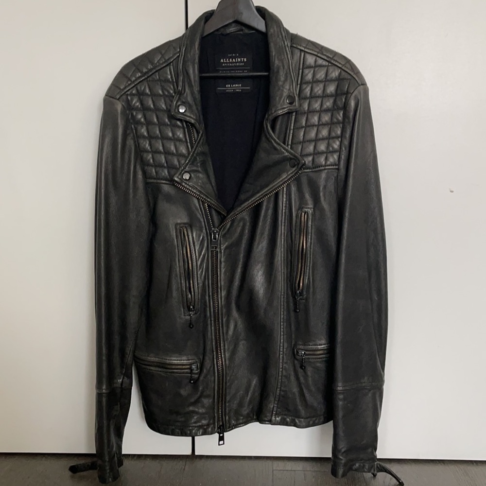 All Saints Leather Biker Jacket Size XXL